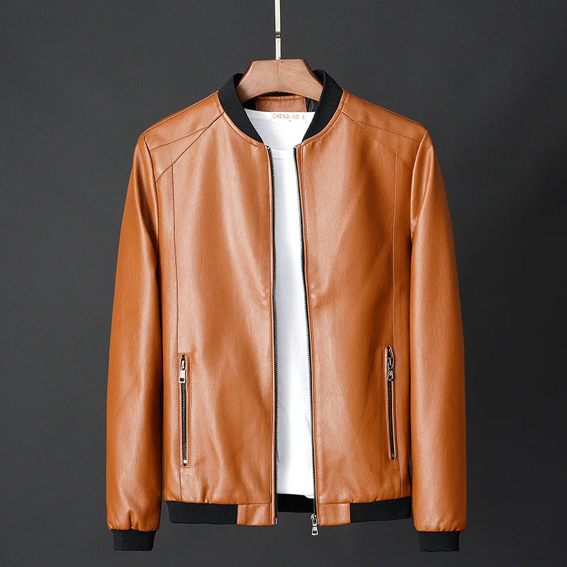maoxiangshop Leather Jacket Bomber Motorcycle Jacket Men Biker PU Baseball Jacket Plus Size 7XL Fashion Causal Jaqueta Masculino
