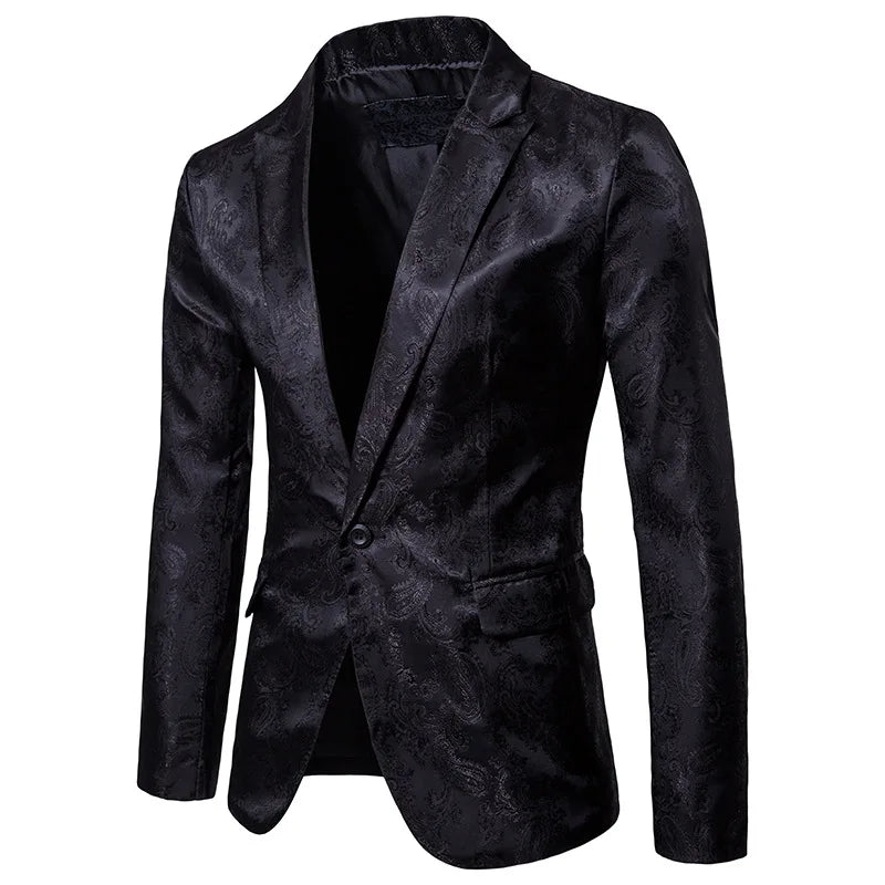 maoxiangshop WELL DRESSED MEN Men Suit Banquet Wedding Suit Party Suit Bar Night Club Blazer Men Tops Bright Suit Paisley Blazer Fashion Men's Suit