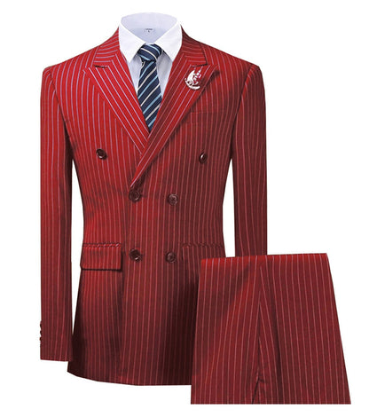 maoxiangshop Olive Green Men's Suit 2 Pieces Pinstripe Notched Lapel Tuxedos Groomman For Wedding New Burgundy,BLACK（blazer+pants）