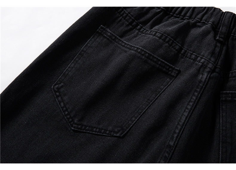 maoxiangshop Streetwear Men's Blue Wide Leg Jeans New Autumn Korean Style Fashion Straight Baggy Denim Pants Student Teen Trousers Black Gray
