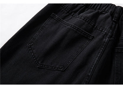 maoxiangshop Streetwear Men's Blue Wide Leg Jeans New Autumn Korean Style Fashion Straight Baggy Denim Pants Student Teen Trousers Black Gray
