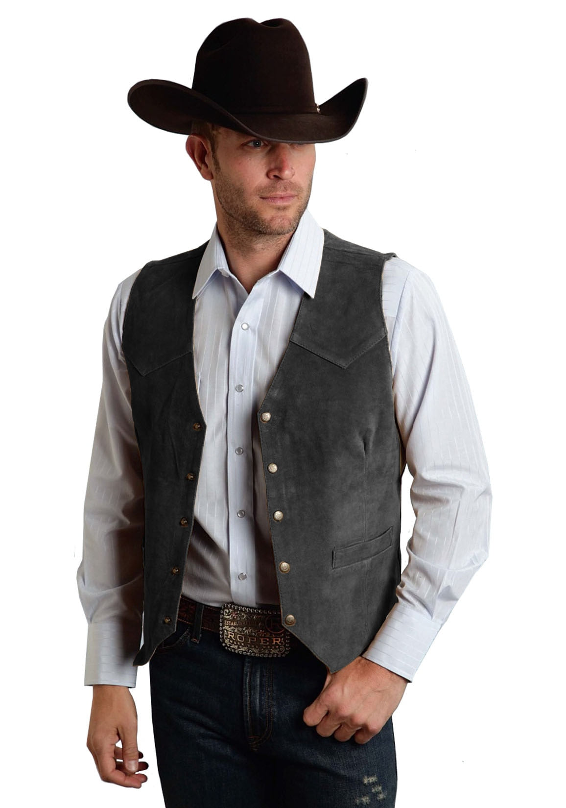maoxiangshop Vintage Men's Vest Cowboy Leather Western Denim Vest Steampunk Style Waistcoat Colete Masculino Colete Masculino Custom Made