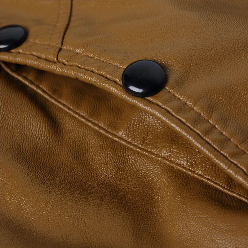 maoxiangshop Spring and Autumn Men's Casual Leather Jacket Large Size Men's Leather Jacket Men's PU Leather Red Jacket S-4XL