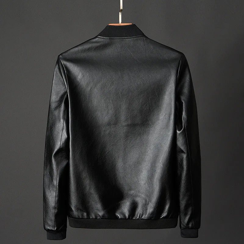maoxiangshop Leather Jacket Bomber Motorcycle Jacket Men Biker PU Baseball Jacket Plus Size 7XL Fashion Causal Jaqueta Masculino