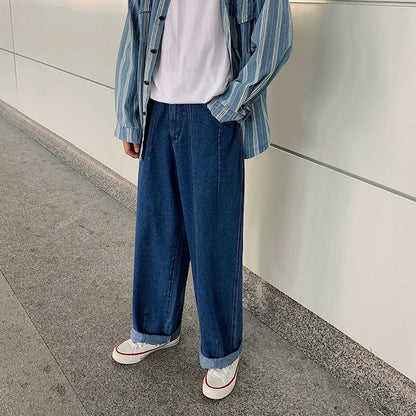 maoxiangshop Men Wide Leg Jeans Loose Straight Baggy Denim Pant Men's Women's Streetwear Skateboard Pants Oversized Hip Hop Casual Trousers