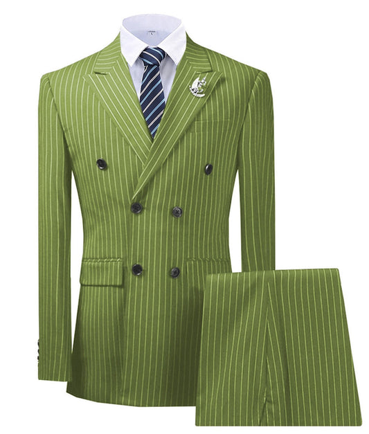 maoxiangshop Olive Green Men's Suit 2 Pieces Pinstripe Notched Lapel Tuxedos Groomman For Wedding New Burgundy,BLACK（blazer+pants）
