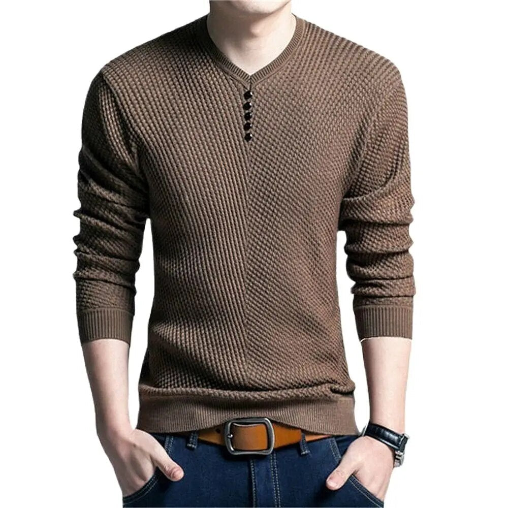 maoxiangshop Hot Sale Solid Color Pullover Men V Neck Men Sweater Casual Long Sleeve Brand Mens Sweaters High Quality Wool Cashmere Sweaters
