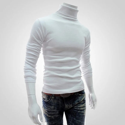 maoxiangshop New Men's Slim Turtleneck Long Sleeve Tops Pullover Warm Stretch Knitwear Sweater Tight-fitting   High-neck Casual Men Clothing