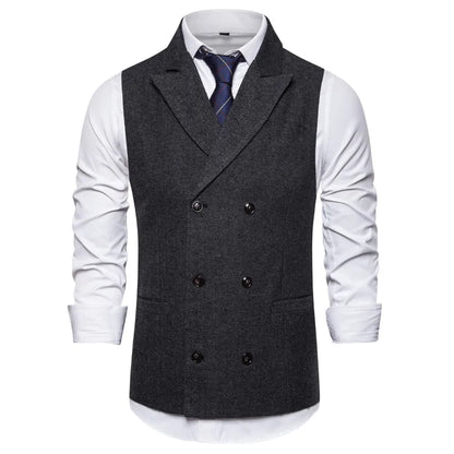 maoxiangshop Vest Men Double Breasted Suit Vests Men Mens Sleeveless Suit Vest Waistcoat Vintage Formal Blazers Waistcoat for Wedding chaleco