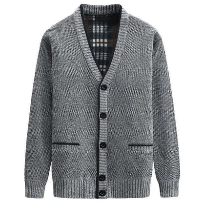 maoxiangshop New Cardigan Men Autumn Winter Thick V Neck Knitted Sweater Coats Casual Warm Knitted Cardigan Men Fashion Mens Clothing