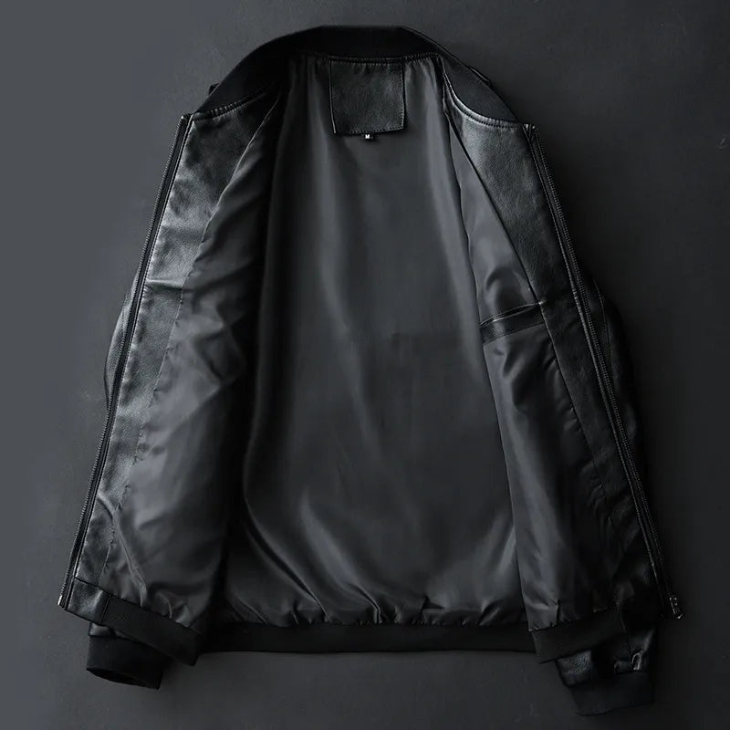 maoxiangshop Leather Jacket Bomber Motorcycle Jacket Men Biker PU Baseball Jacket Plus Size 7XL Fashion Causal Jaqueta Masculino
