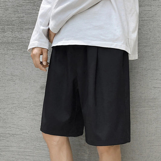 maoxiangshop Men Casual Shorts Soft Drawstring Male Summer Breathable Running Knee-length Trousers Oversize Solid Baggy Pocket-pants Hombre