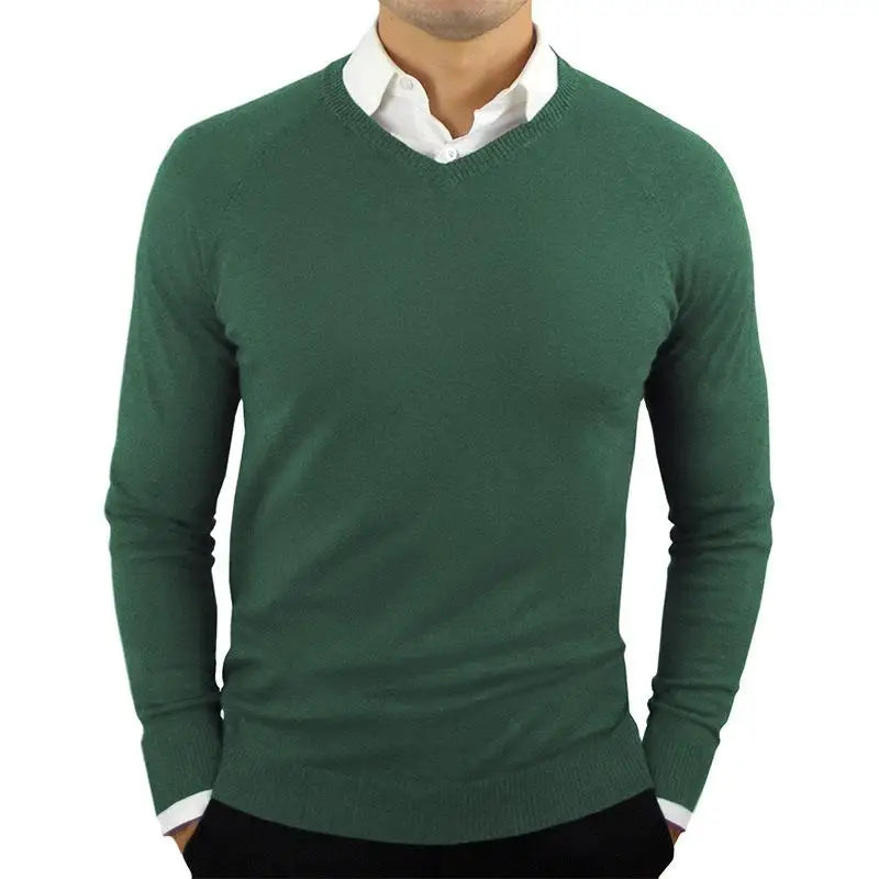 maoxiangshop High Quality New Fashion Brand Woolen Knit Pullover V Neck Sweater Black for Men Autum Winter Casual Jumper Men Clothes 2Xl