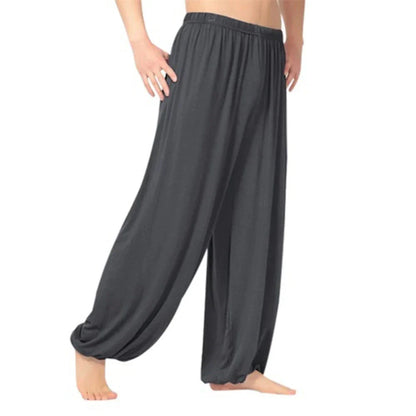 maoxiangshop Yoga Pants Men\'s Casual Solid Color Baggy Trousers Belly Dance Yoga Harem Pants Slacks sweatpants Trendy Loose Dance Clothing