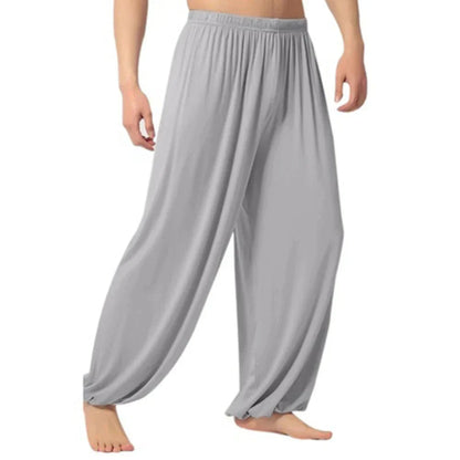 maoxiangshop Yoga Pants Men\'s Casual Solid Color Baggy Trousers Belly Dance Yoga Harem Pants Slacks sweatpants Trendy Loose Dance Clothing