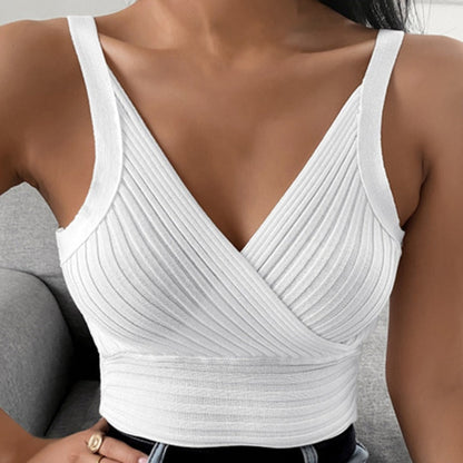 Ladies Sleeveless Tops Sexy V-Neck Vest Casual Suspenders Women Slim Solid Color Tank Tops