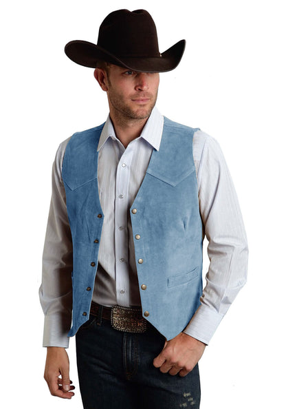 maoxiangshop Vintage Men's Vest Cowboy Leather Western Denim Vest Steampunk Style Waistcoat Colete Masculino Colete Masculino Custom Made