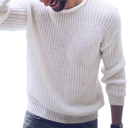 maoxiangshop Men Sweaters Solid Color Round Neck Sweater Men Long Sleeve Knitted Pullover Men Sweaters Mens Clothes pull homme ropa hombre