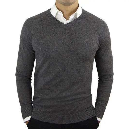 maoxiangshop High Quality New Fashion Brand Woolen Knit Pullover V Neck Sweater Black for Men Autum Winter Casual Jumper Men Clothes 2Xl