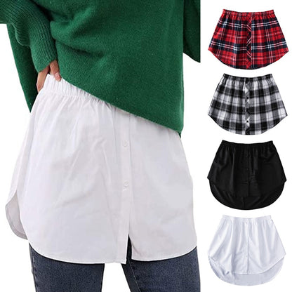 maoxiangshop Detachable Underskirt Cotton Shirt Extender for Women Irregular False Skirt Tail Blouse Hem Plaid Mini Skirt Extender Hemline