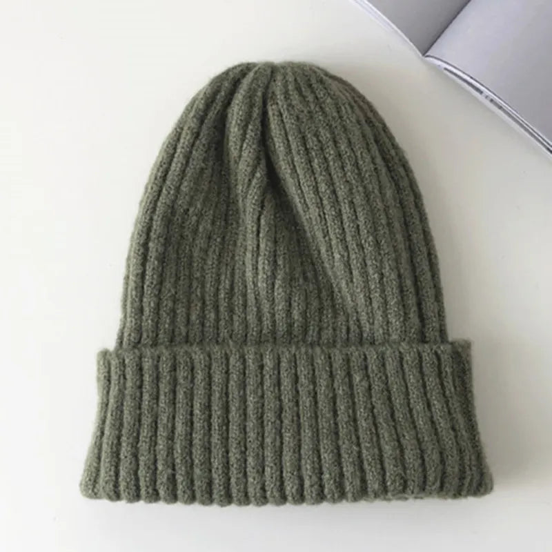 maoxiangshop New Candy Colors Winter Hat Women Knitted Hat Warm Soft Trendy Hat Kpop Style Wool Beanie Elegant All-match Hat