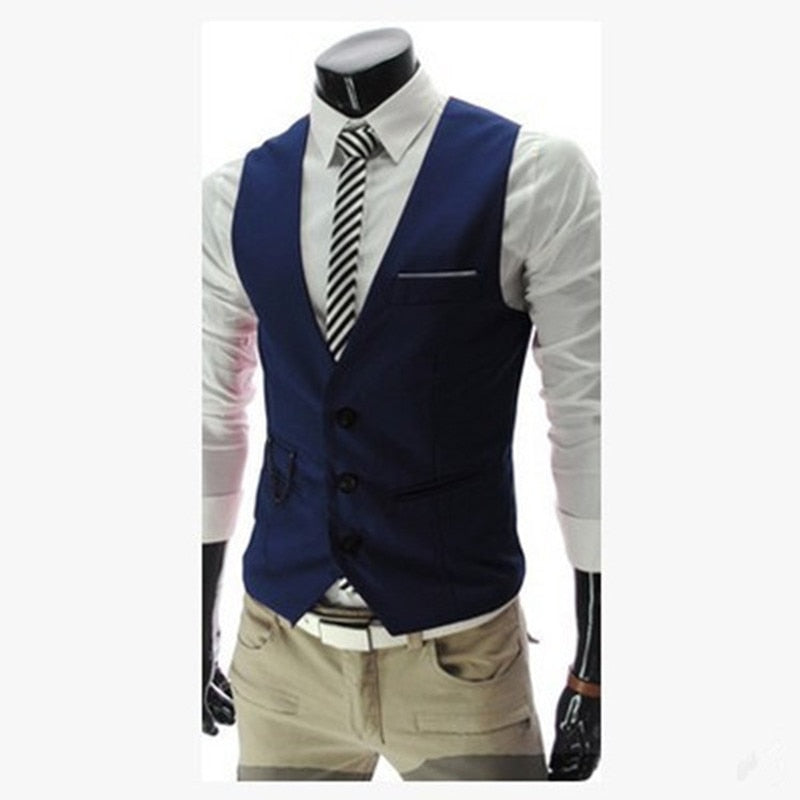 maoxiangshop New Arrival Dress Vests For Men Slim Fit Mens Suit Vest Male Waistcoat Gilet Homme Casual Sleeveless Formal Business Jacket