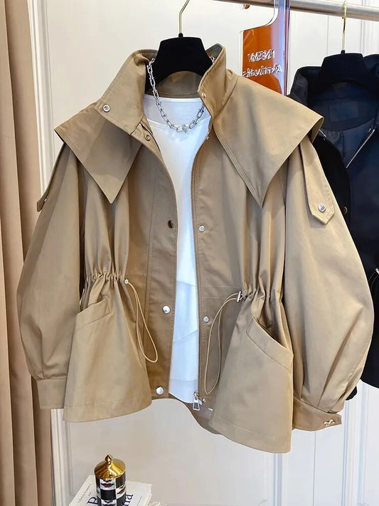 maoxiangshopLong-Sleeved Casual Short Trench Waist Party Design Jacket Chic Girls Short Comfortable Fashion Korean Vintage Tops For Women