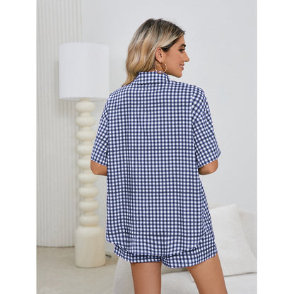 MAOXIANGSHOP 2025Real spot New women's casual and comfortable high waist loose wide leg retro plaid shorts plaid shirt, women