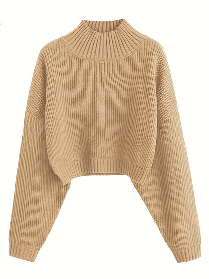 maoxiangshop fall outfits women Retro Knitted Soft Glutinous Loose Undershirt Solid Color Half Turtleneck Pullover Gentle Style Women's Clothing