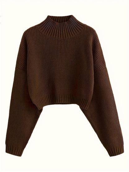 maoxiangshop fall outfits women Retro Knitted Soft Glutinous Loose Undershirt Solid Color Half Turtleneck Pullover Gentle Style Women's Clothing