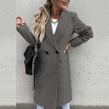 maoxiangshop 2000s fashion Autumn and Winter Long Suit Collar Woolen Coat for Women