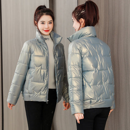 Winter glossy leave-in new thickened cotton-padded clothes women's short Korean version loose cotton-padded clothes stand-up collar jacket women's down cotton-padded jackets