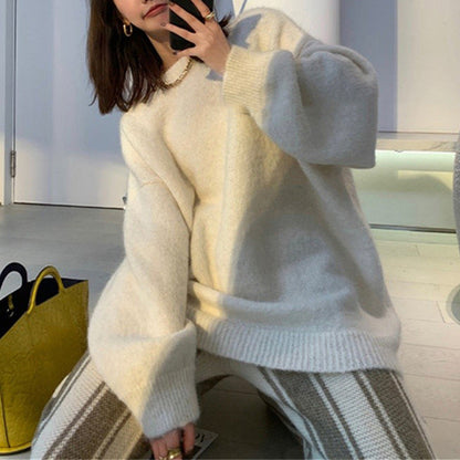 maoxiangshop-shop fall outfits 2024 Autumn and Winter Japanese Style Fresh Soft Milk Lazy Style Sweater Women's Solid Color Base Solid Color Casual Loose Knitted Pullover