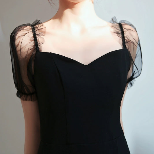 Black evening dress skirt women  new models can usually wear short banquets simple and generous temperament birthday small man