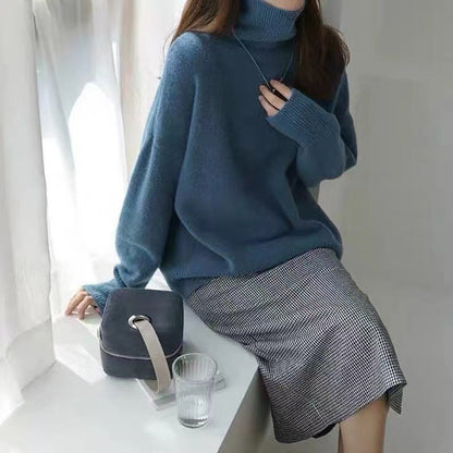 maoxiangshop fall outfits 2024 Knitwear Women's Turtleneck Pullover Women's New Loose Lazy Style Slimming Solid Color Bottoming Shirt Top Women's