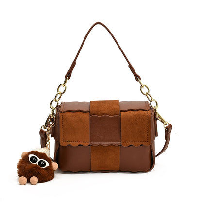 2025 Shoulder bag trendy fashion splicing women's small square bag Internet celebrity simple versatile messenger bag niche high sense bag women
