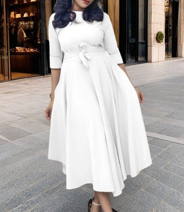 MAOXIANGSHOP 2025 spring New women's clothing new fashion temperament lace-up waist large size pendulum African long dress dress