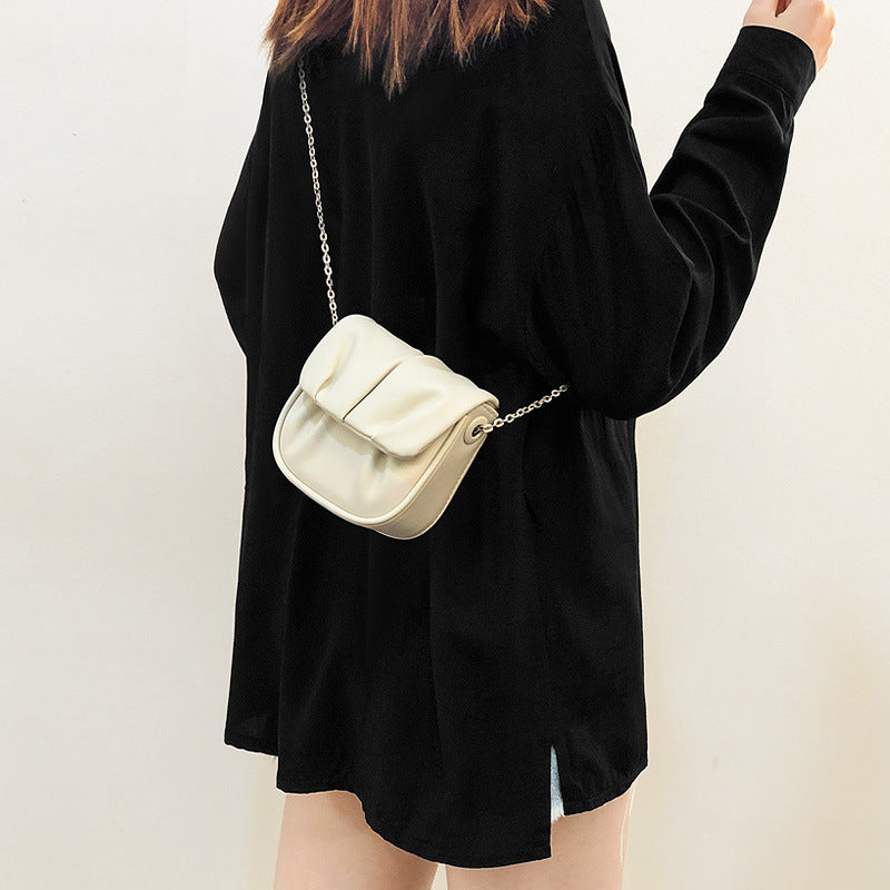 MAOXIANGSHOP 2025 Summer mini mini small bag niche high-end texture pleated chain bag new trendy messenger cloud small square bag