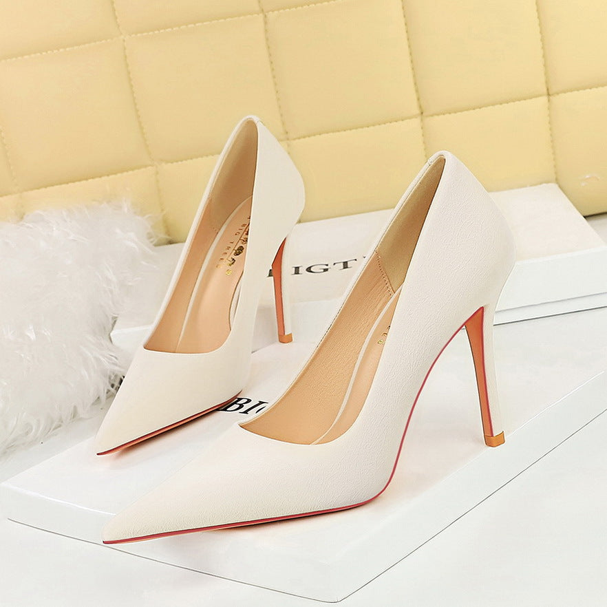 3391-10 2025 fashionable and sexy nightclubs show thin super high heels women's shoes thin heels shallow mouth pointed simple high heels