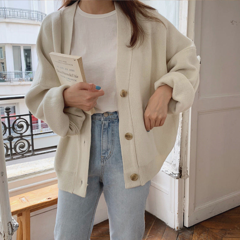 maoxiangshop-shop discover style ideas Thick Sweater Coat for Women Early Autumn New Loose Lazy Casual Korean Style Long Sleeve Knitted Cardigan