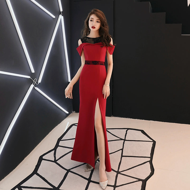 White evening dress women's  new banquet noble temperament fishtail dress long celebrity dress aura queen