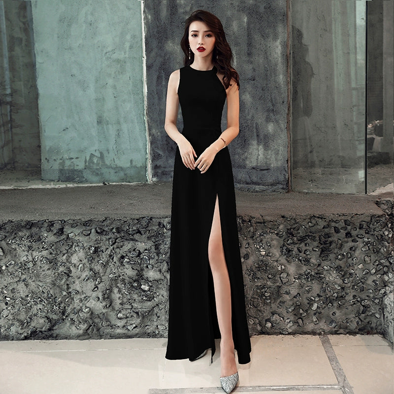 White evening dress skirt women  new banquet temperament simple and generous birthday party host can usually wear