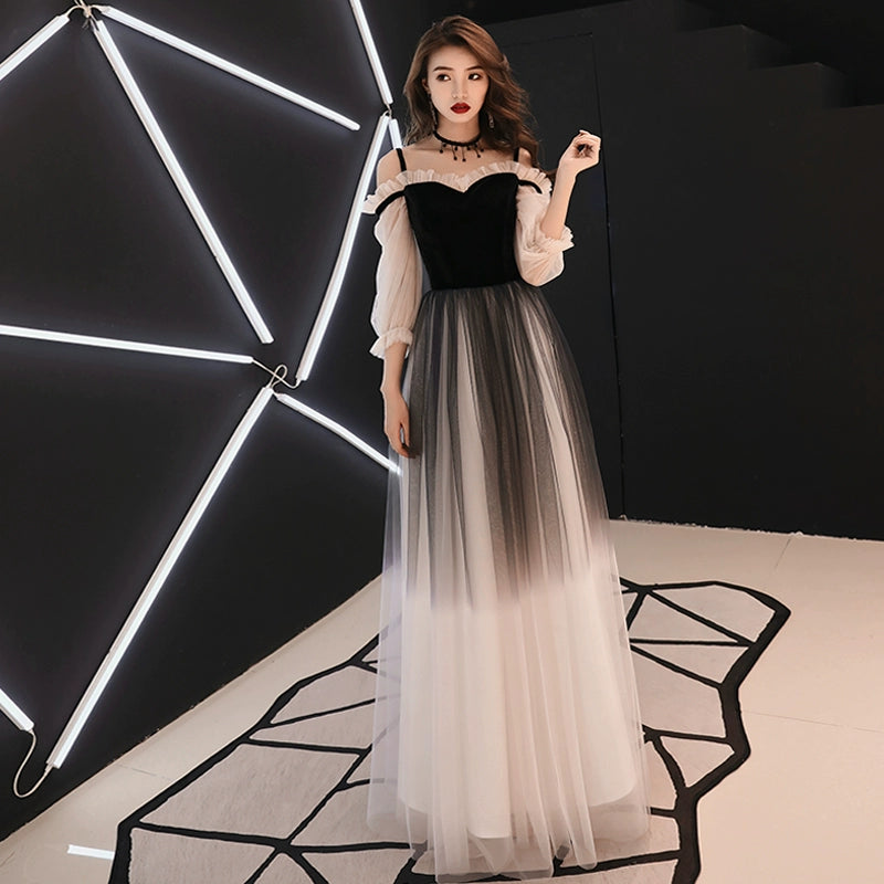 Black small evening dress skirt women can usually wear high-end texture long host high-end atmosphere elegant host