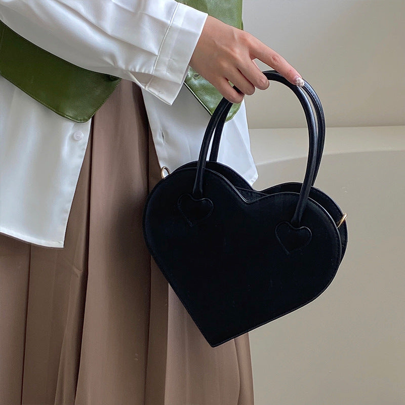 MAOXIANGSHOP 2025 Love bag female Internet celebrity simple cool black handbag retro niche shoulder messenger bag, Shiling bag