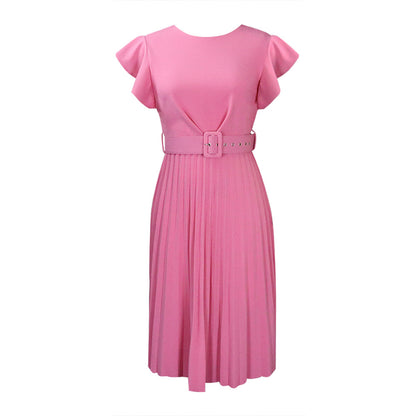 2025 D270 with belt 2022 summer independent station Popular trade lotus leaf sleeve round neck waist pleated New 2025 dress