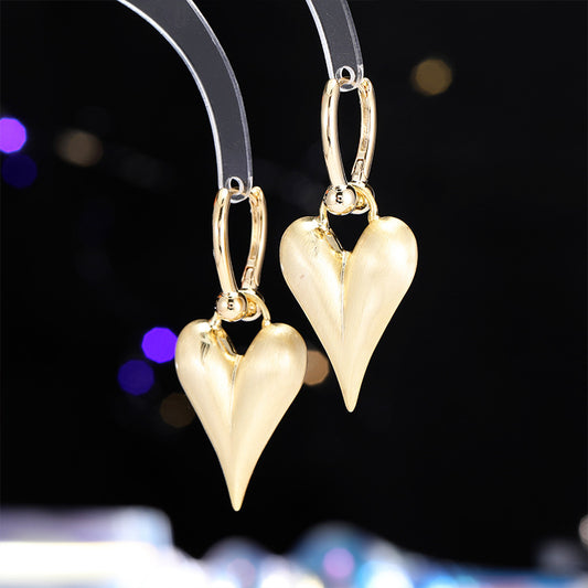 2025 Real gold electroplating love brushed ear buckles  ins cold style fashion creative earrings light luxury high-end earrings