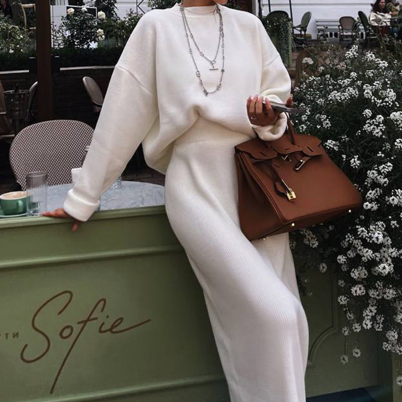 maoxiangshop outfit inspo Autumn and Winter Fashion Casual Suit Comfortable Casual Knitted Long-Sleeved Dress Suit Temperament Commuter Women