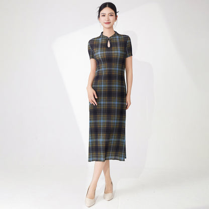Chinese style cheongsam elegant new Chinese style haute couture improved version cheongsam skirt printed split pleated dress children's summer