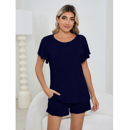 MAOXIANGSHOP 2025Real new product  wish Modal cotton round neck casual suit loungewear short sleeve wavy shorts pajamas