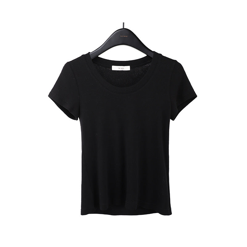 2025 [11 colors] Basic round neck short-sleeved T-shirt women's 2025 summer new simple and versatile solid color top T003